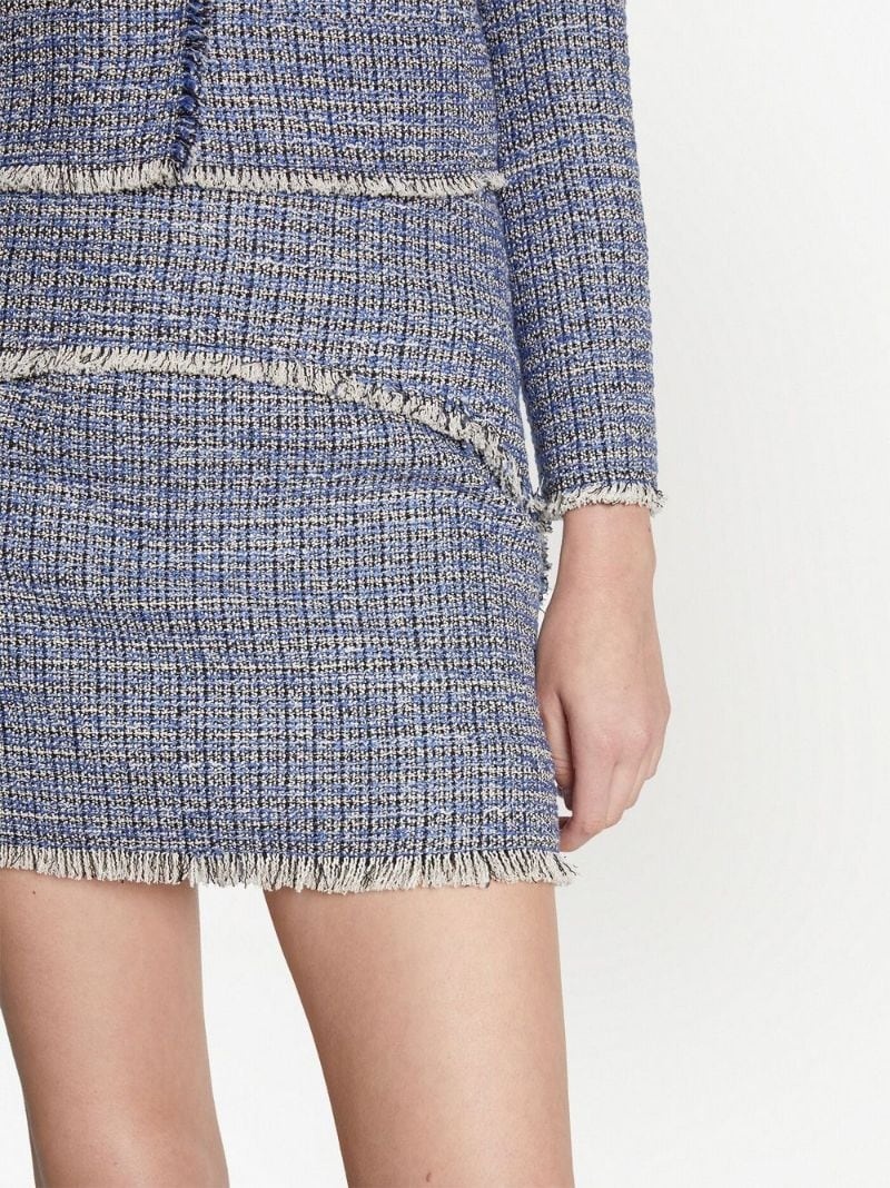 frayed-hem tweed mini skirt - 5