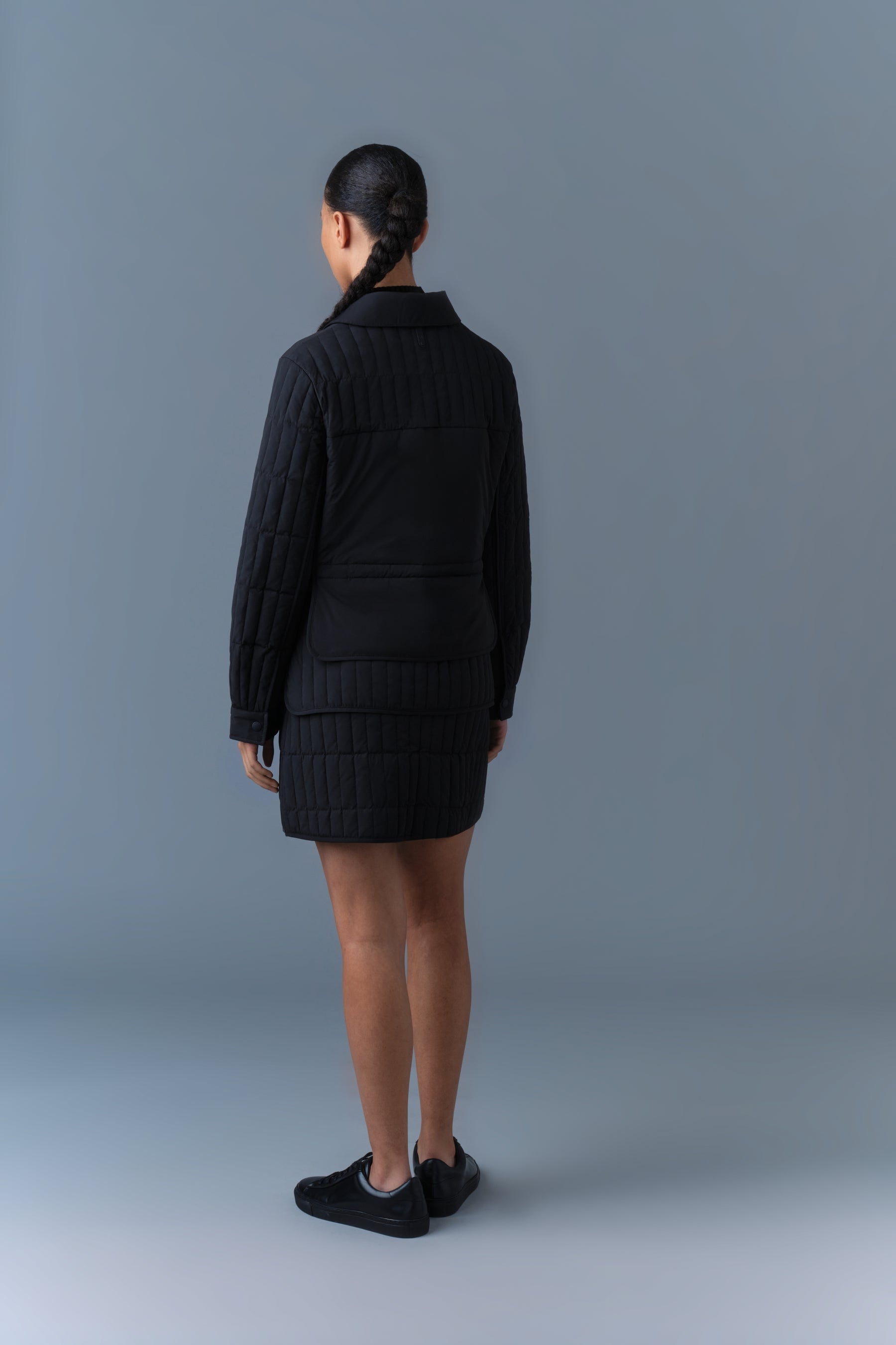 SIAN Vertical Quilted Jacket with Spread Collar - 5