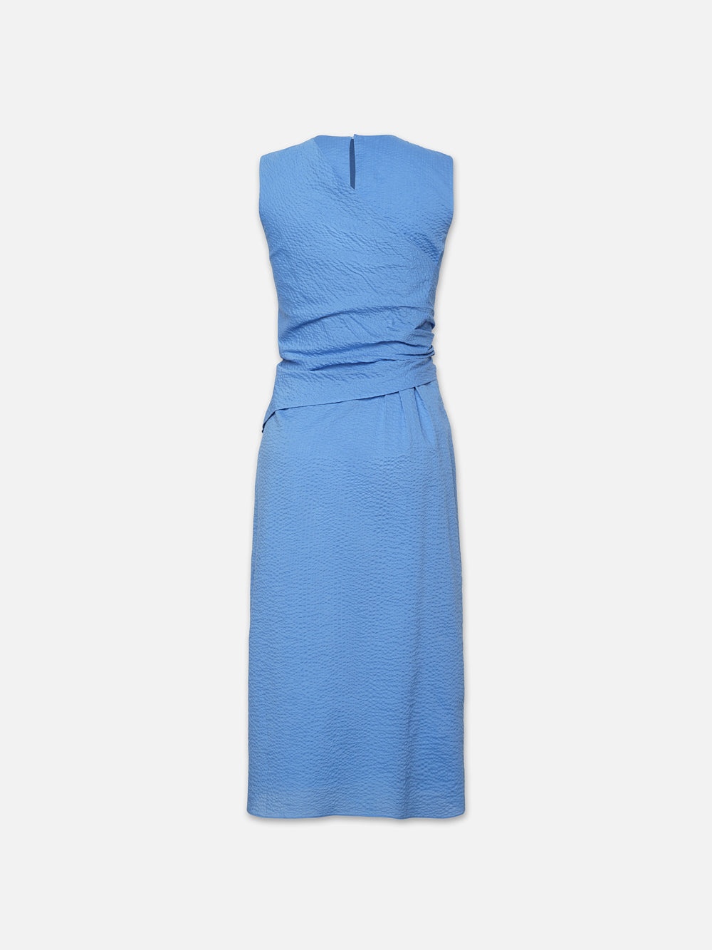 Ruched Sleeveless Midi Dress in Coastal Blue - 3