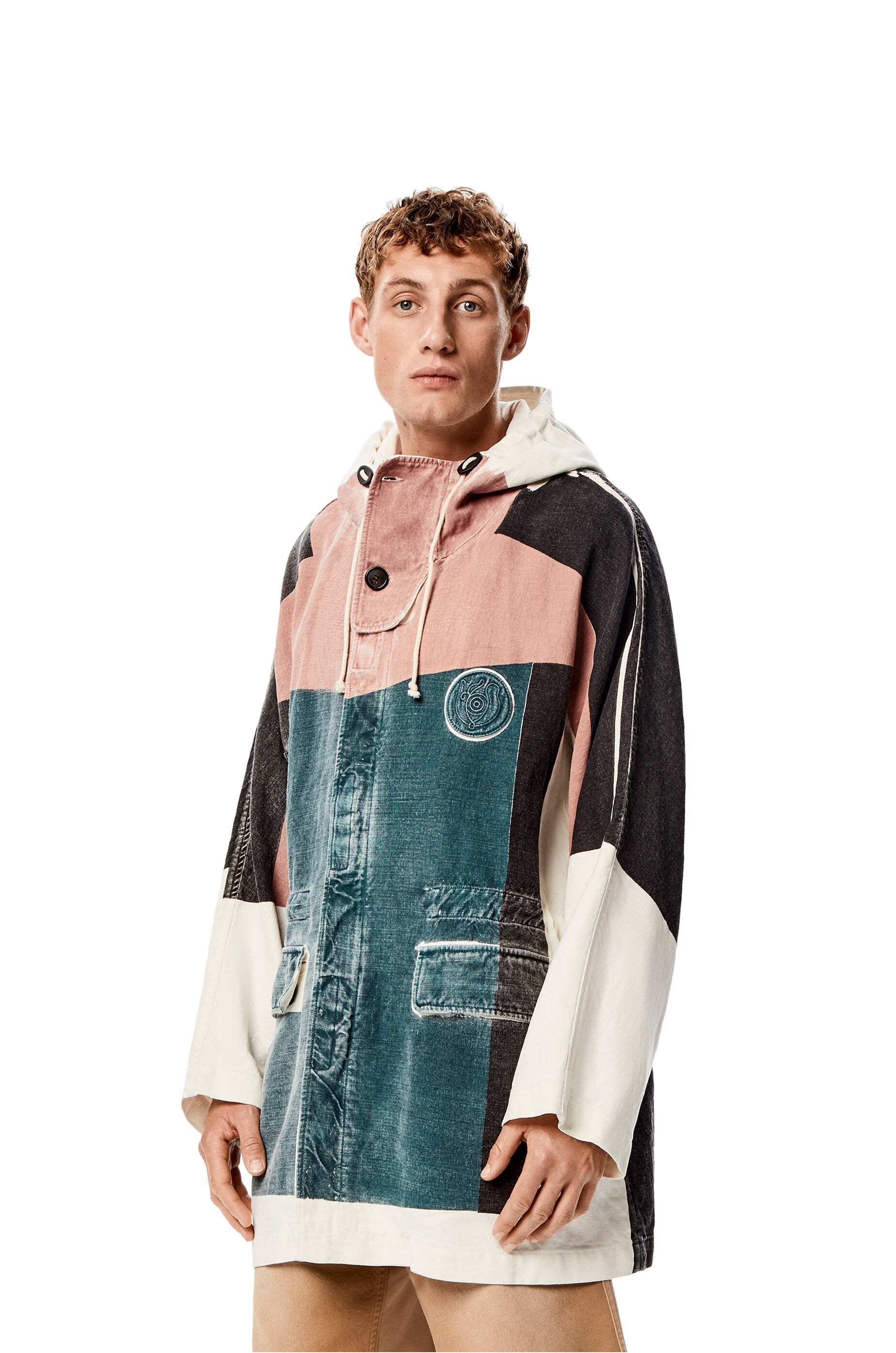 Printed hooded parka in linen and cotton - 3