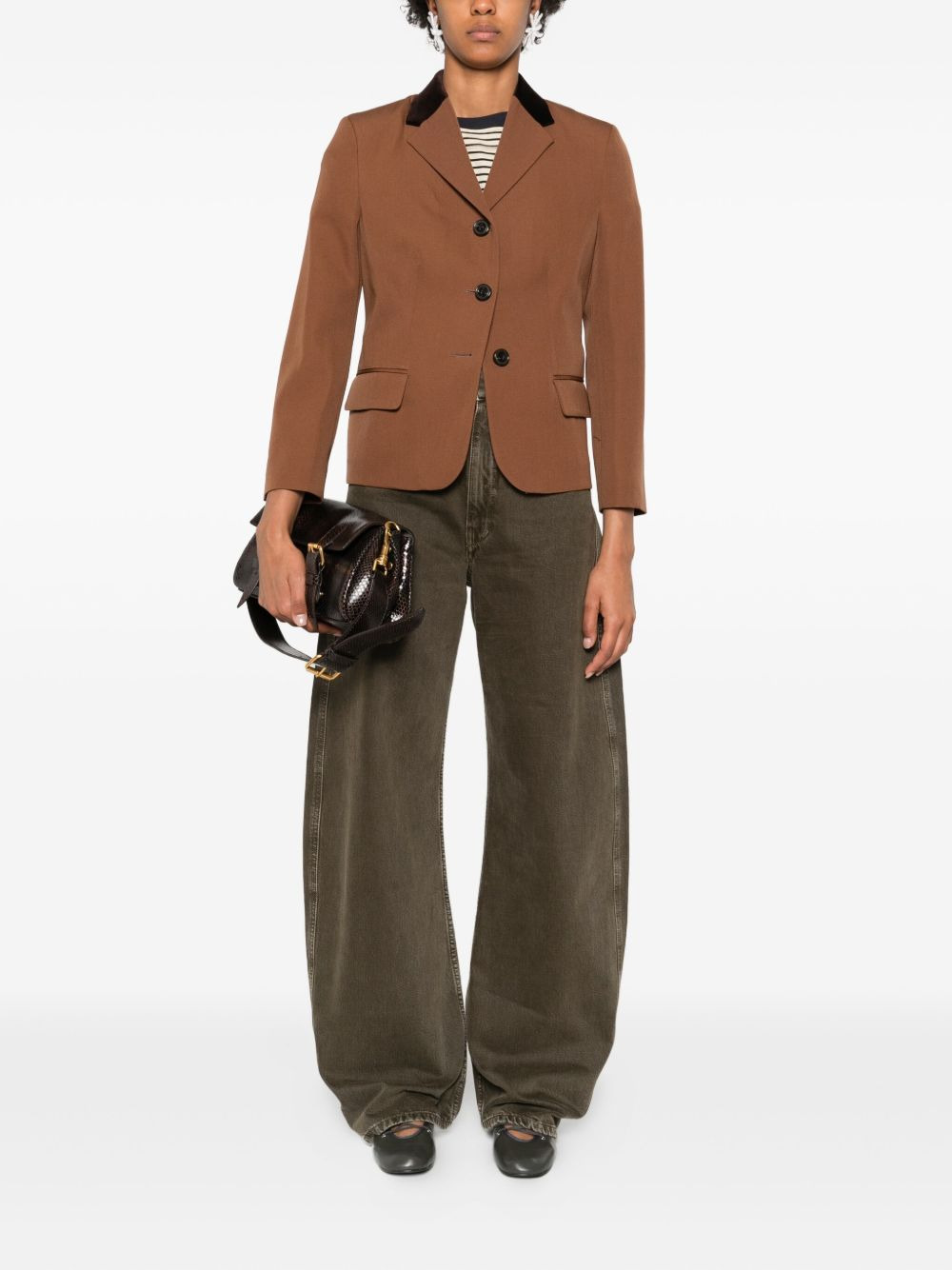 velvet-collared button blazer - 2