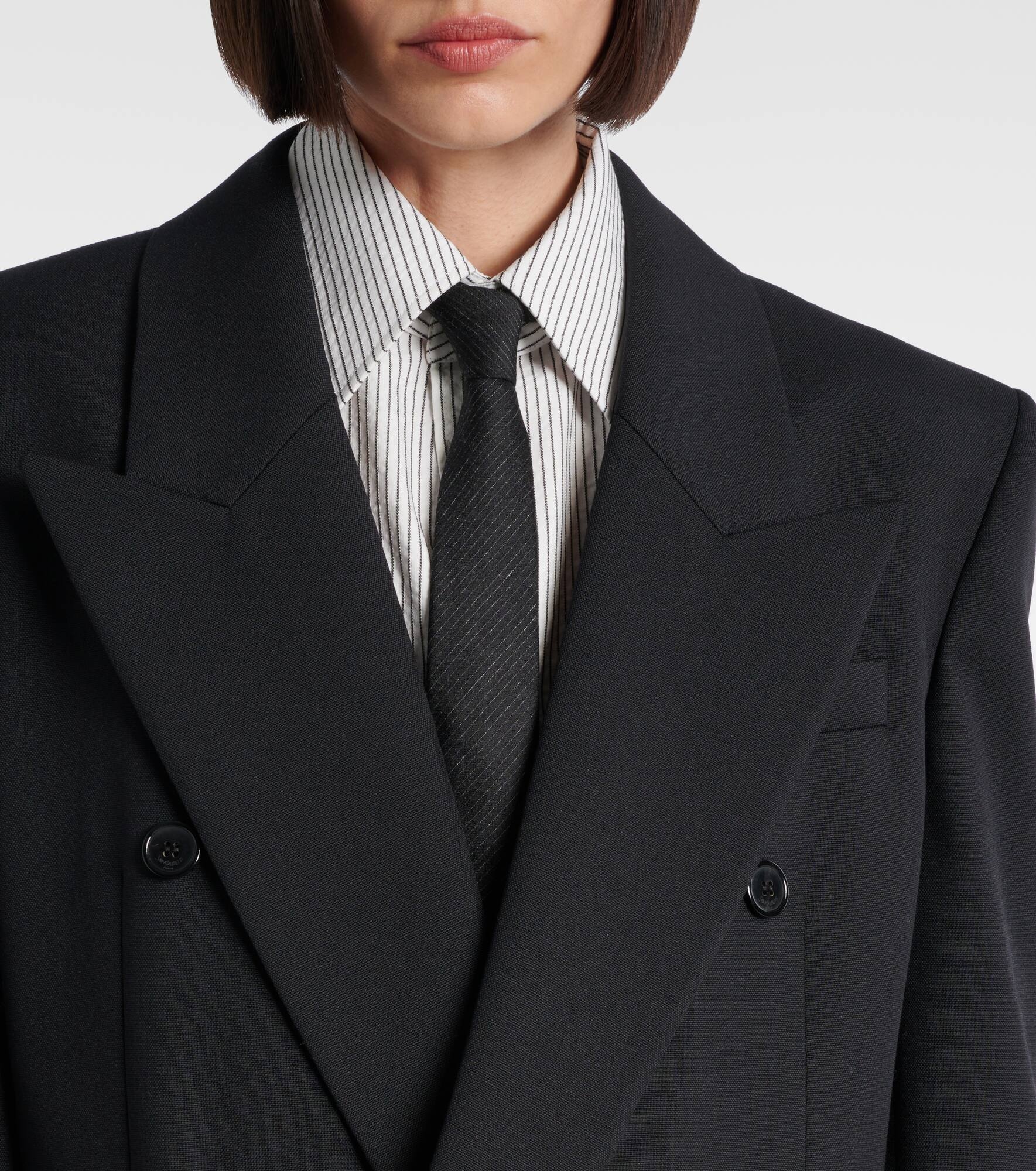 Double-breasted wool canvas blazer - 4