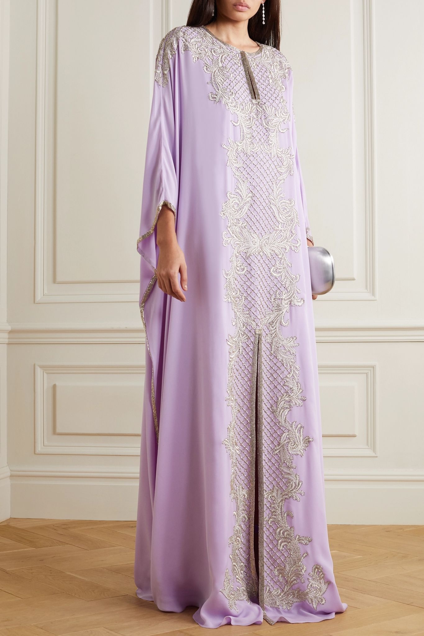 Embellished embroidered silk crepe de chine gown - 2