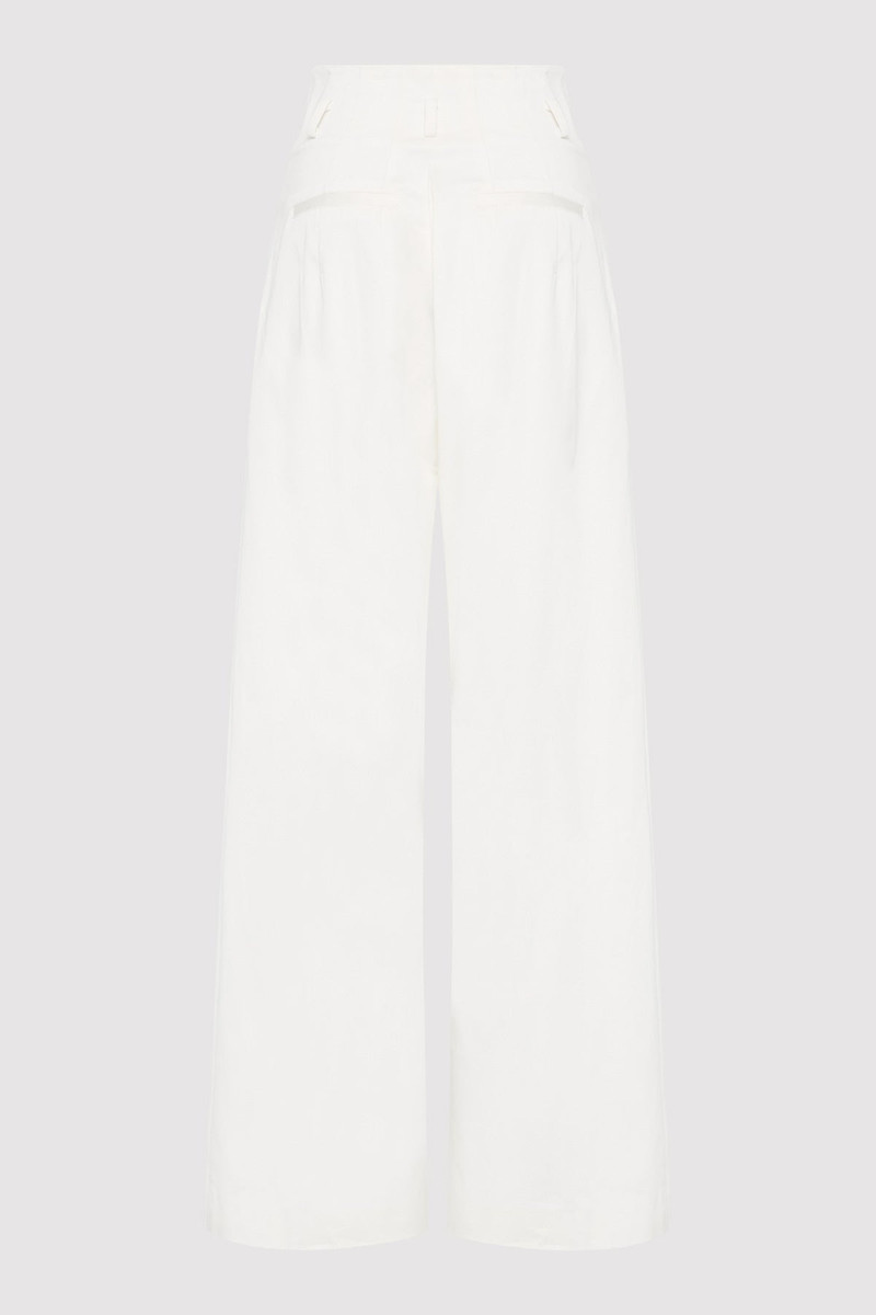 ST. AGNI Cotton Paperbag Waist Trousers - Off White outlook