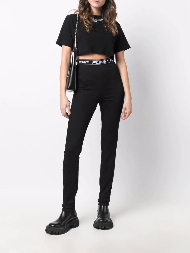 PHILIPP PLEIN logo-waistband leggings outlook
