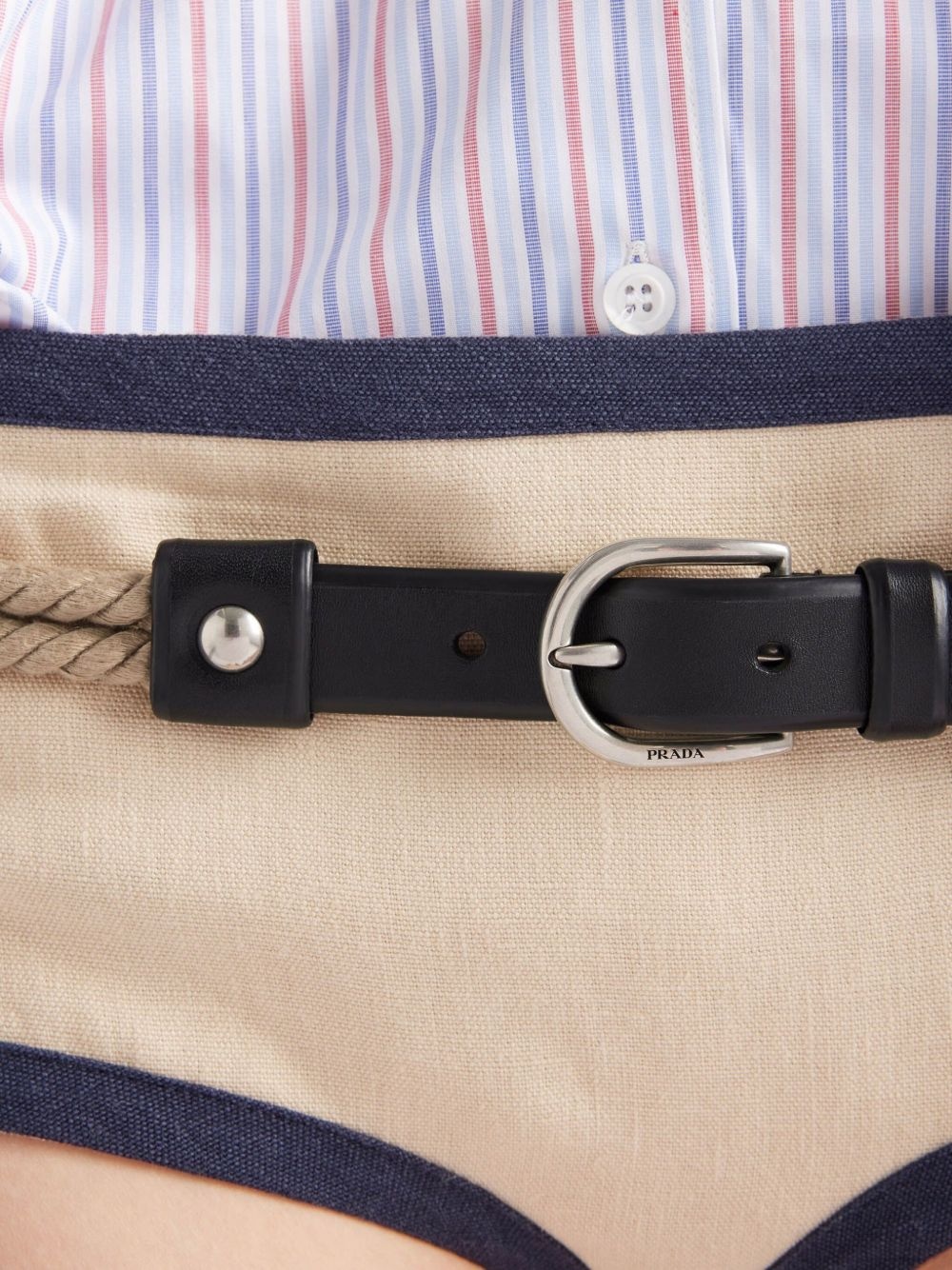 rope-detail leather belt - 4