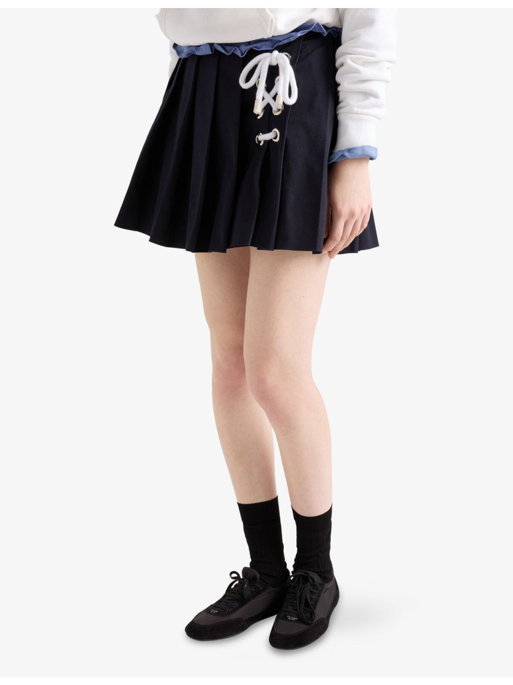Pleated Stretch-Cotton Mini Skirt - 3