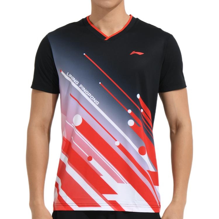 Li-Ning National Team Table Tennis Jersey T-Shirt 'Black Red' AAYS017-1 - 2