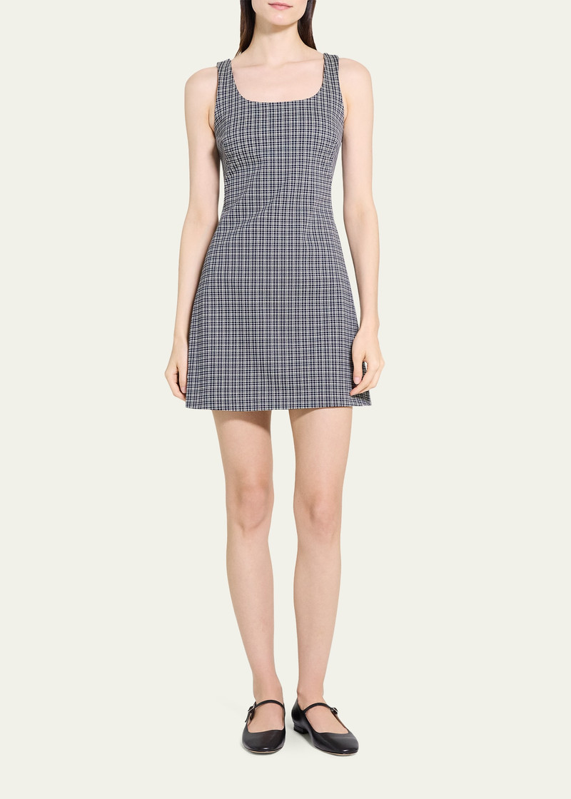 Theory Plaid Scoop-Neck Mini Dress outlook