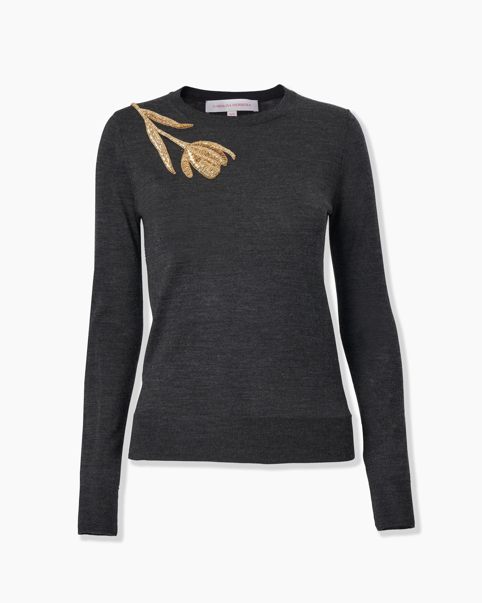Tulip-Embroidered Merino-Silk Sweater - 1