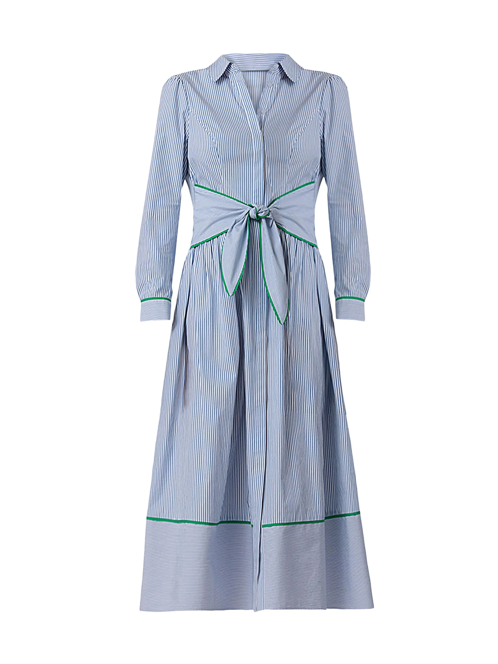 Women's Clarice Cotton Midi-Shirtdress - French Blue Optic Green - 1