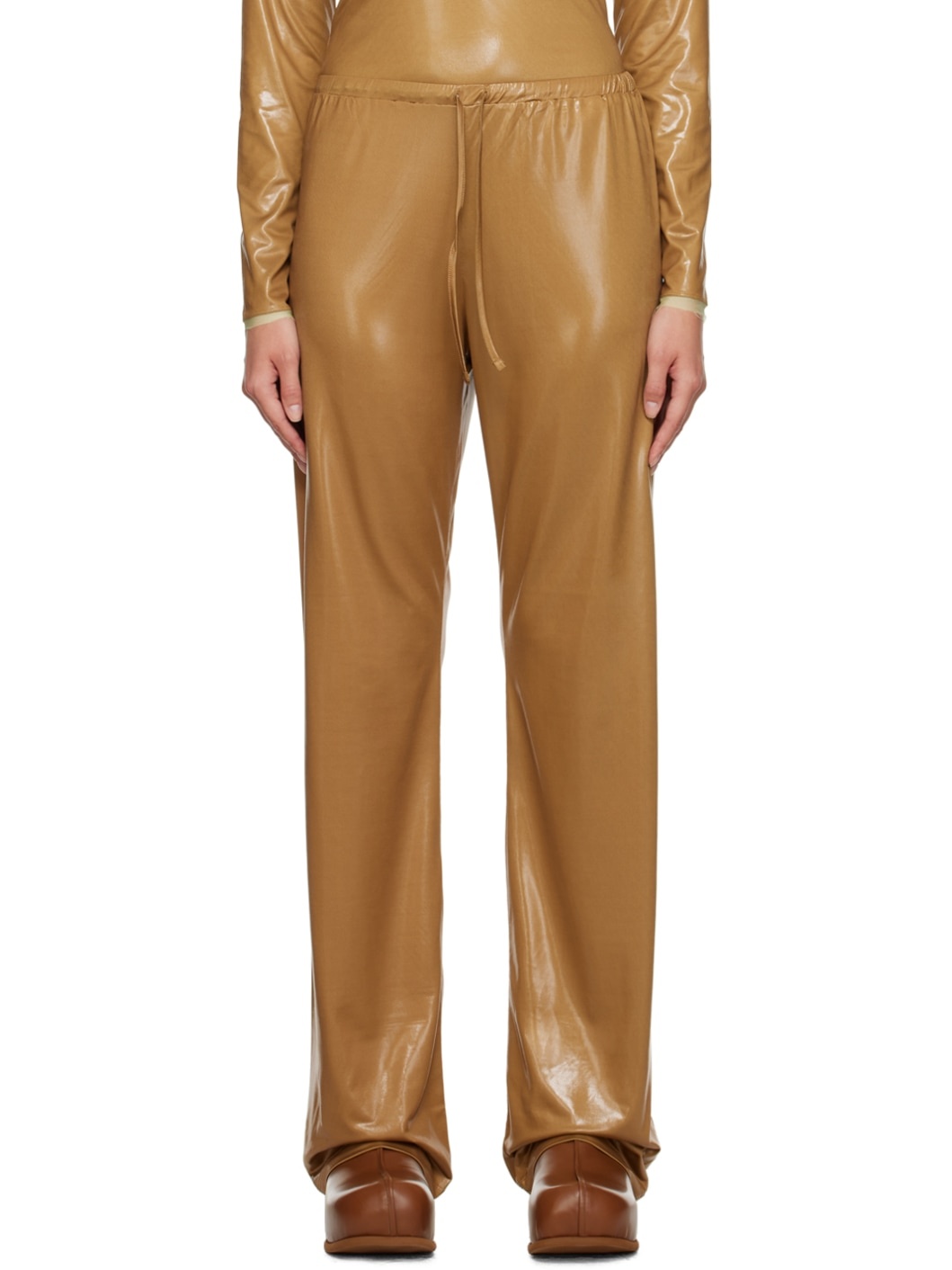 Tan Shiny Lounge Pants - 1