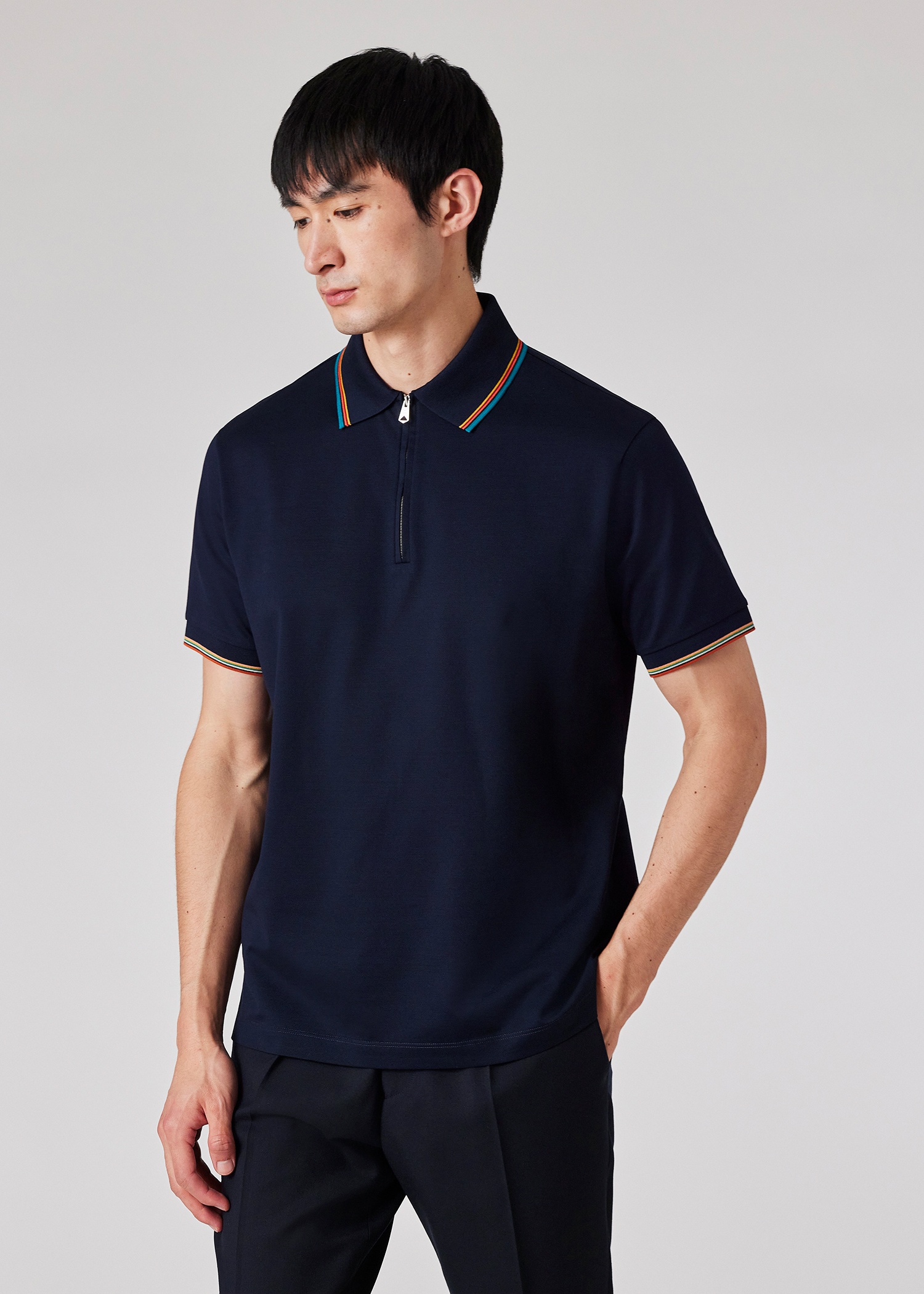 Stripe Trim Polo Shirt - 3