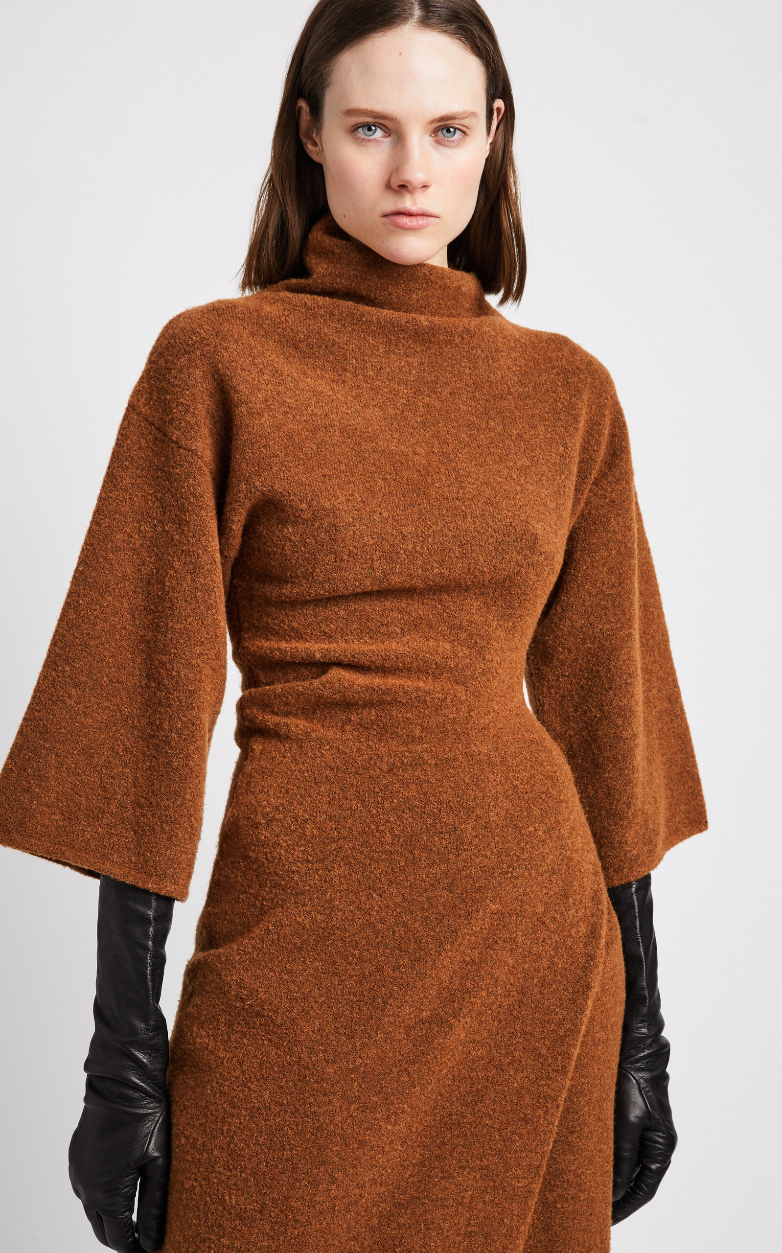 Wool-Blend Knit Midi Dress brown - 5