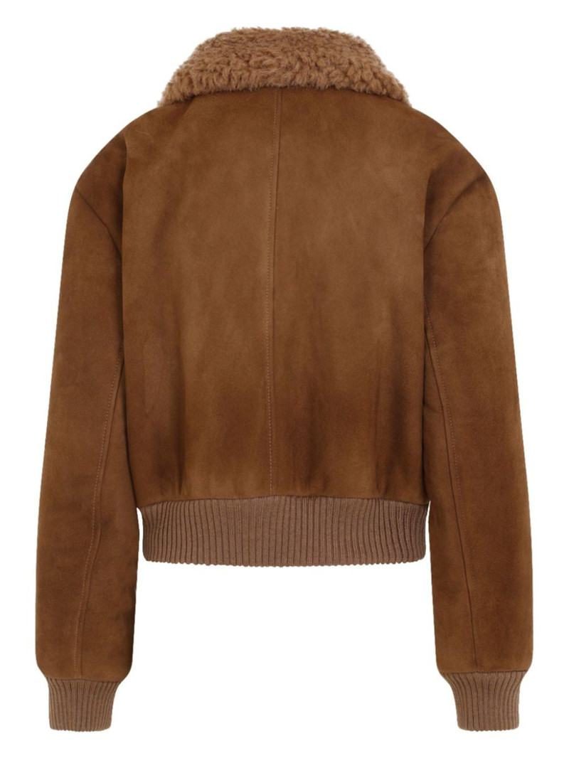 Miu Miu logo-patch bomber jacket outlook