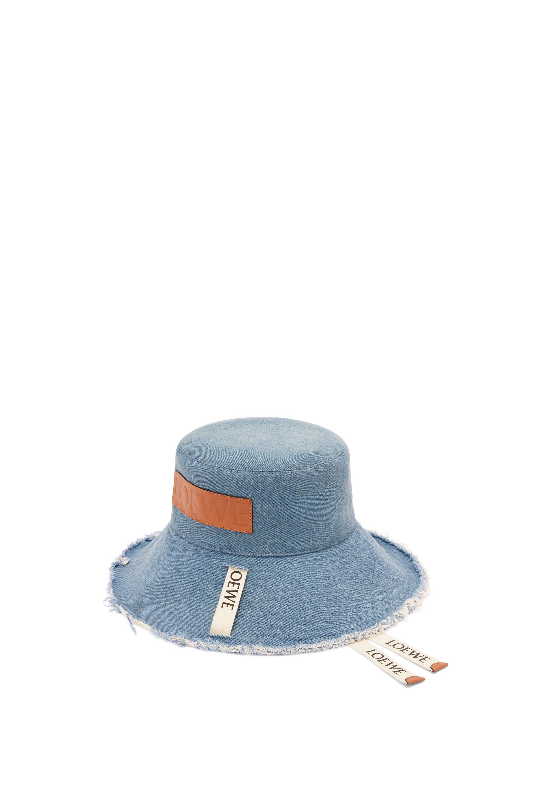 Frayed fisherman hat in denim and calfskin - 1