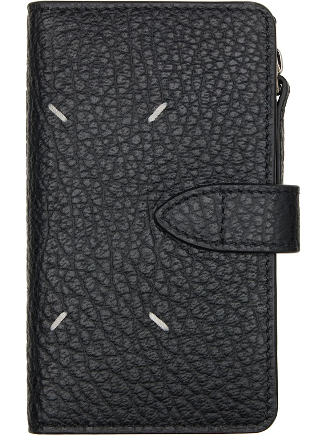 Black Four Stitches Zip Card Holder - 1