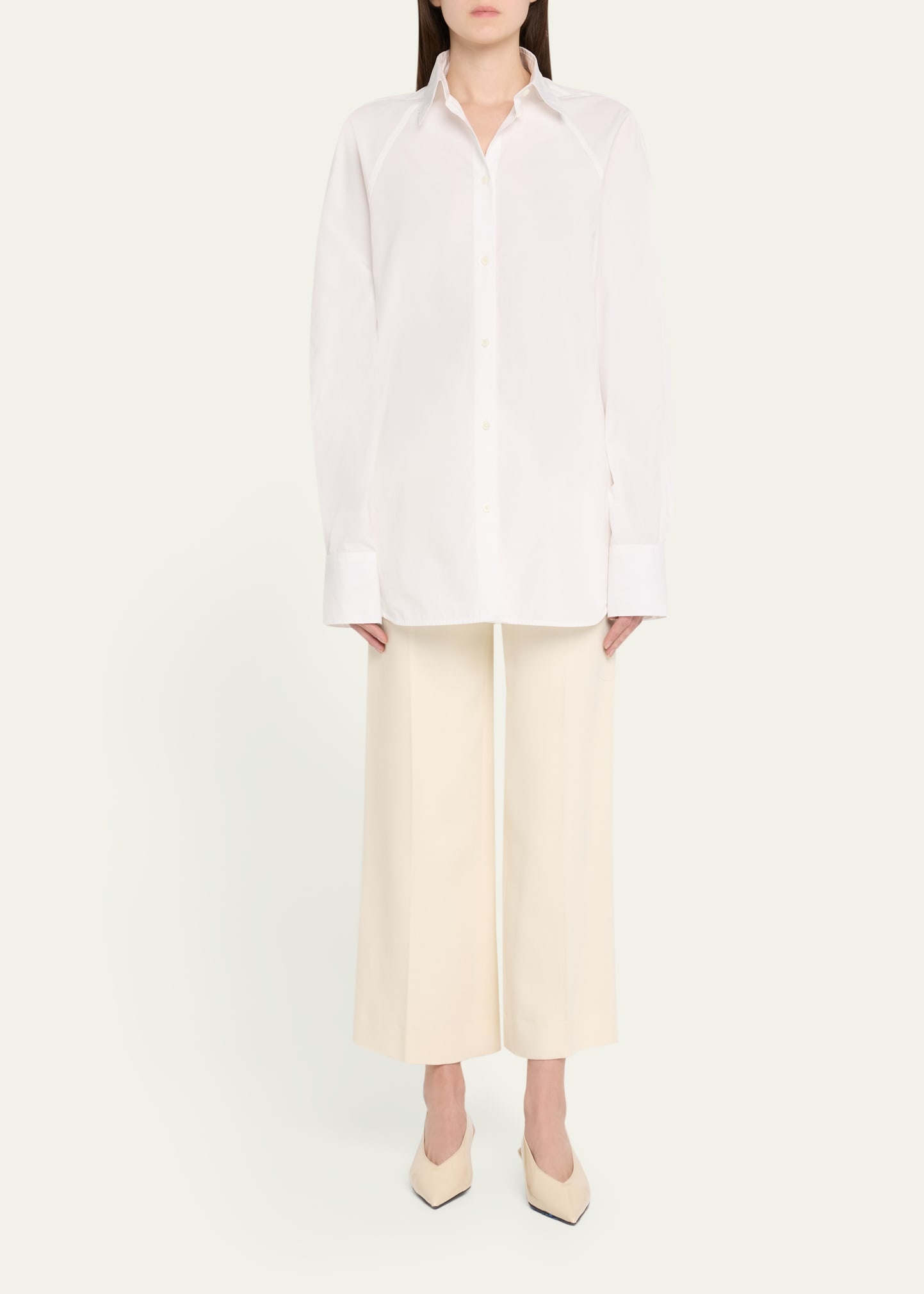 Raw-Edge Raglan-Sleeve Button-Down Shirt - 2