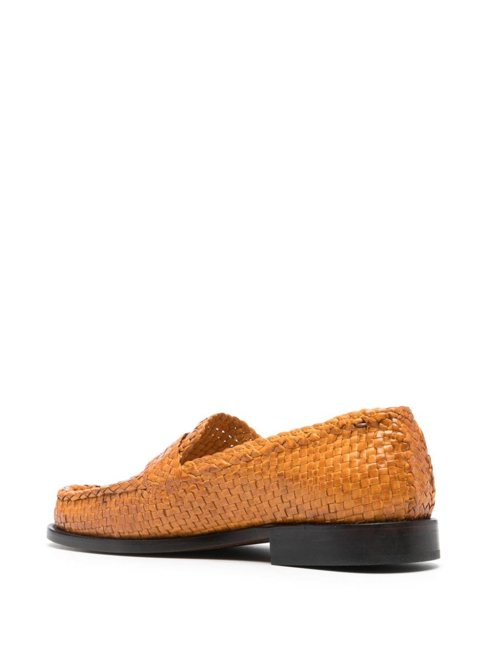 interwoven leather loafers - 3