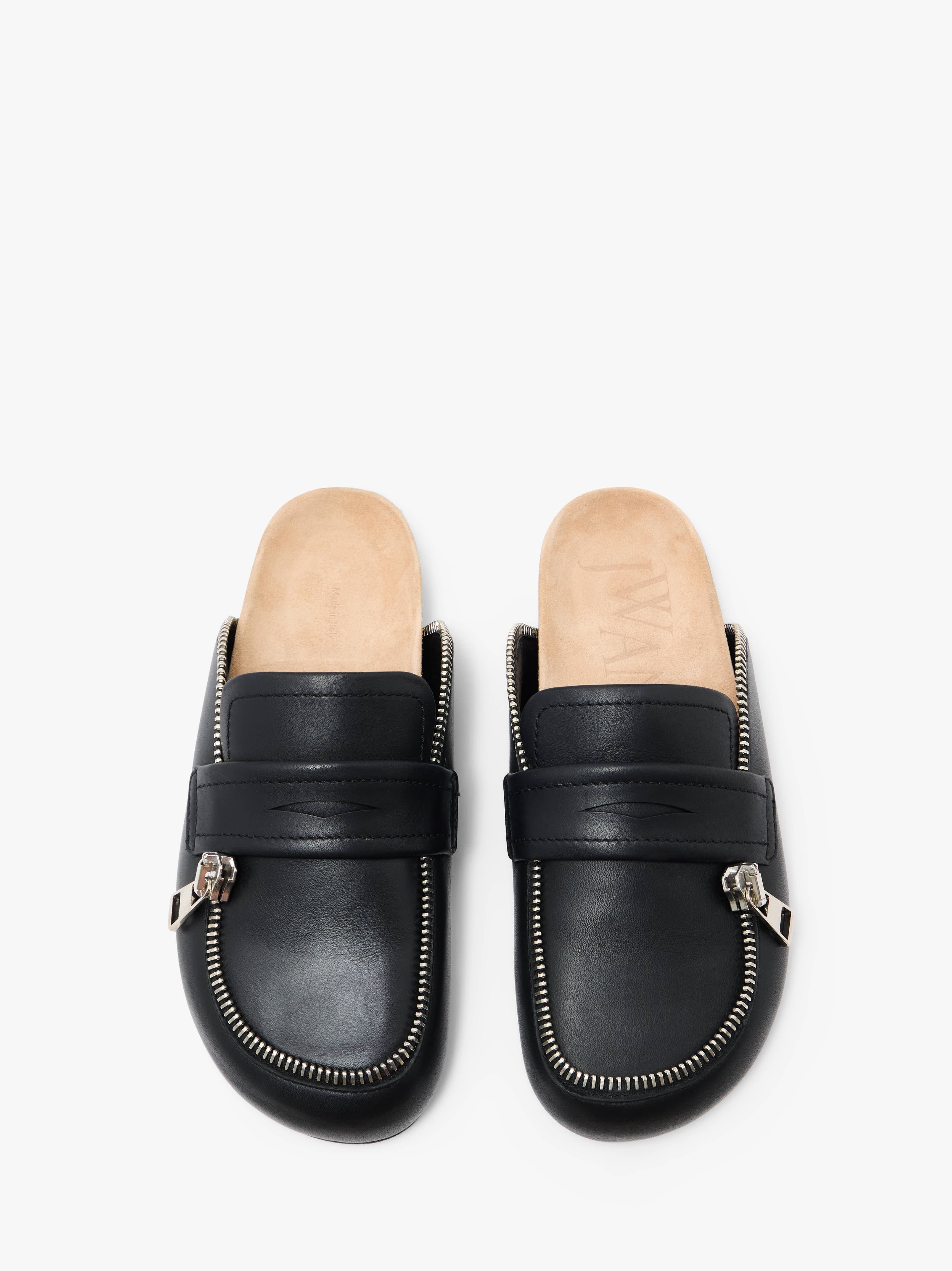 LEATHER BIKER LOAFER MULES - 4