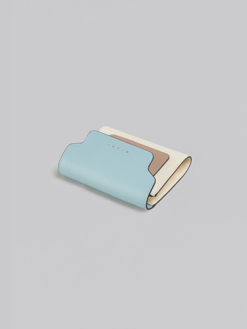 LIGHT BLUE BEIGE AND WHITE SAFFIANO LEATHER WALLET - 4