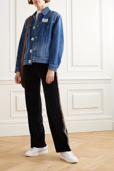 Burberry Appliquéd bead-embellished denim jacket outlook