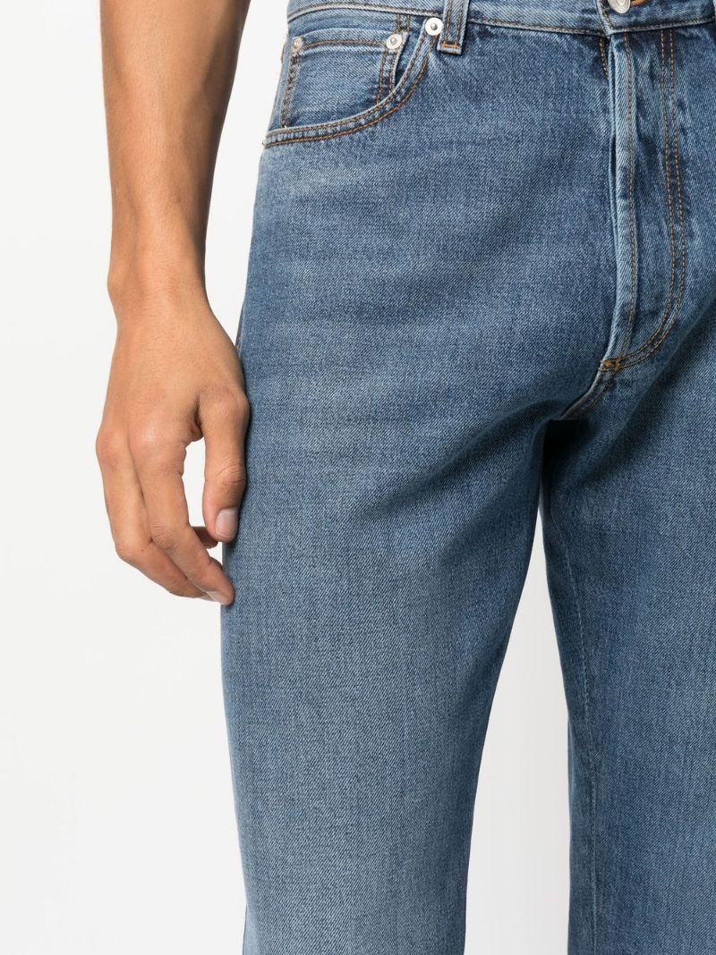 turn-up cuff straight-leg jeans - 5