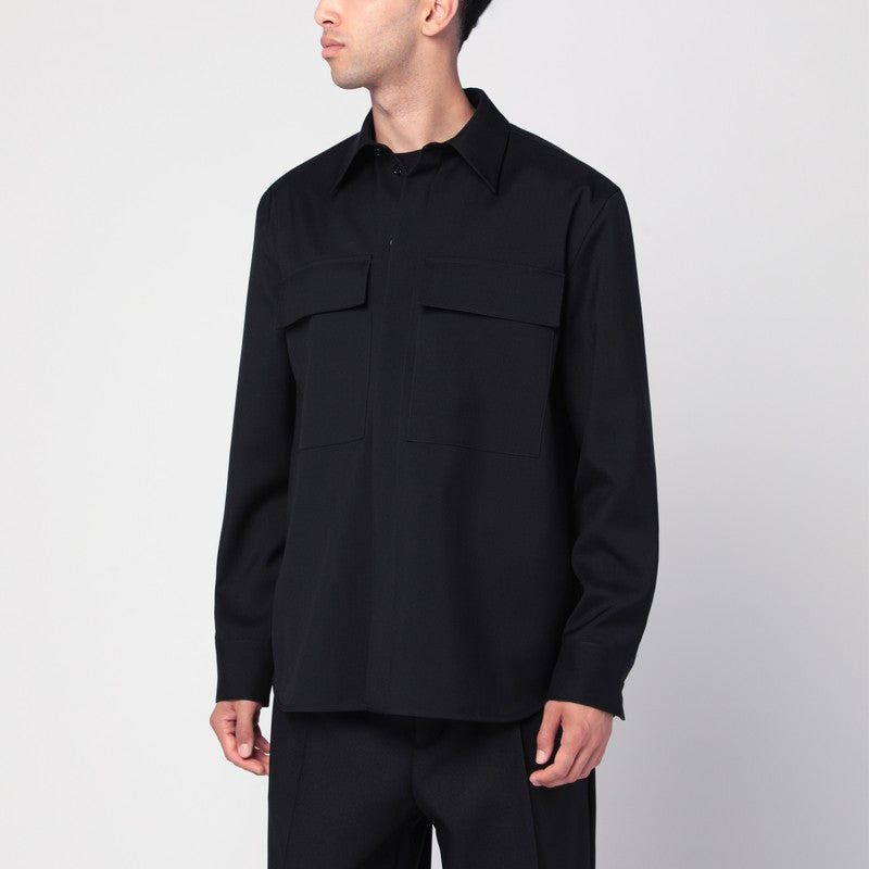 Jil Sander Black Wool Shirt With Pockets Men - 1
