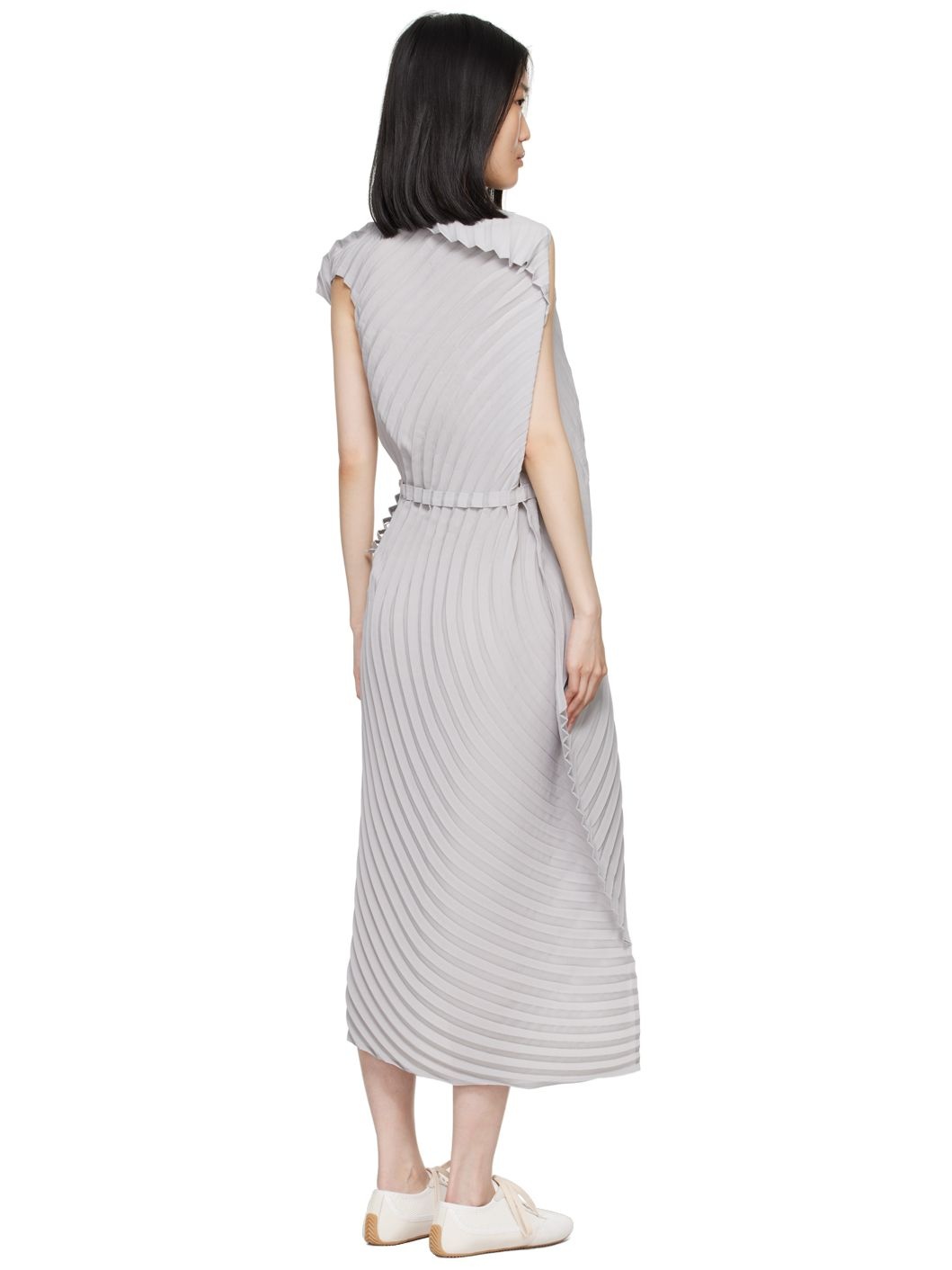 Gray Resonant Pleats Maxi Dress - 3