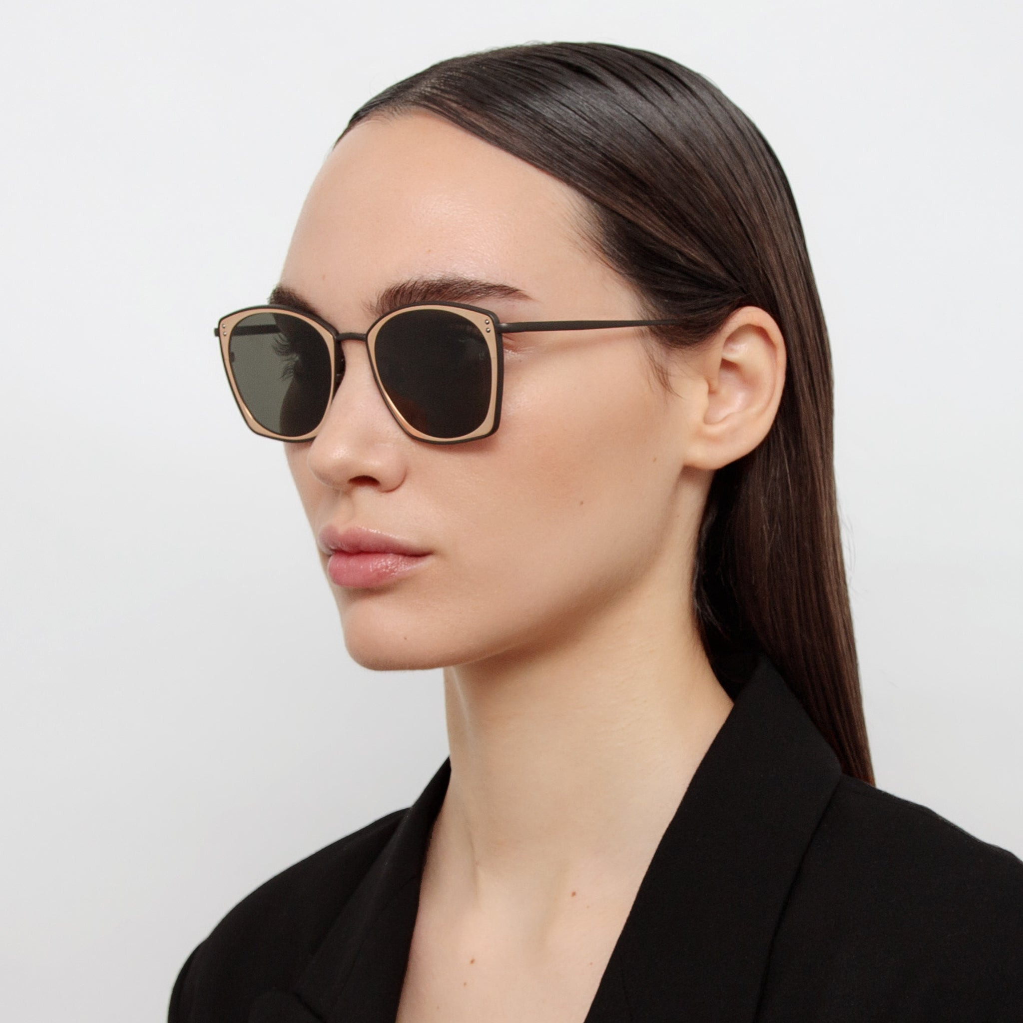 MILO SQUARE SUNGLASSES IN NICKEL AND ROSE GOLD - 3