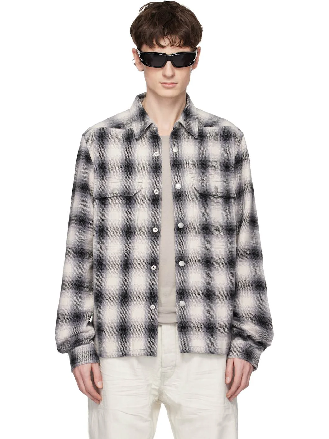 Gray Temple Cropped Outershirt - 1