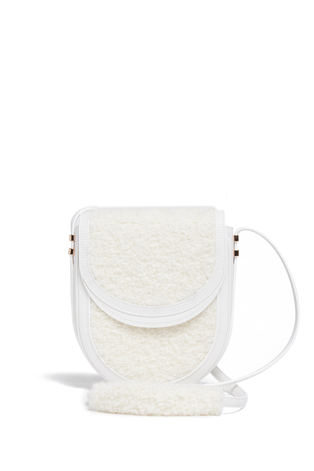 Tina Crossbody Bag in Ivory Nappa Leather with Cashmere Boucle - 1