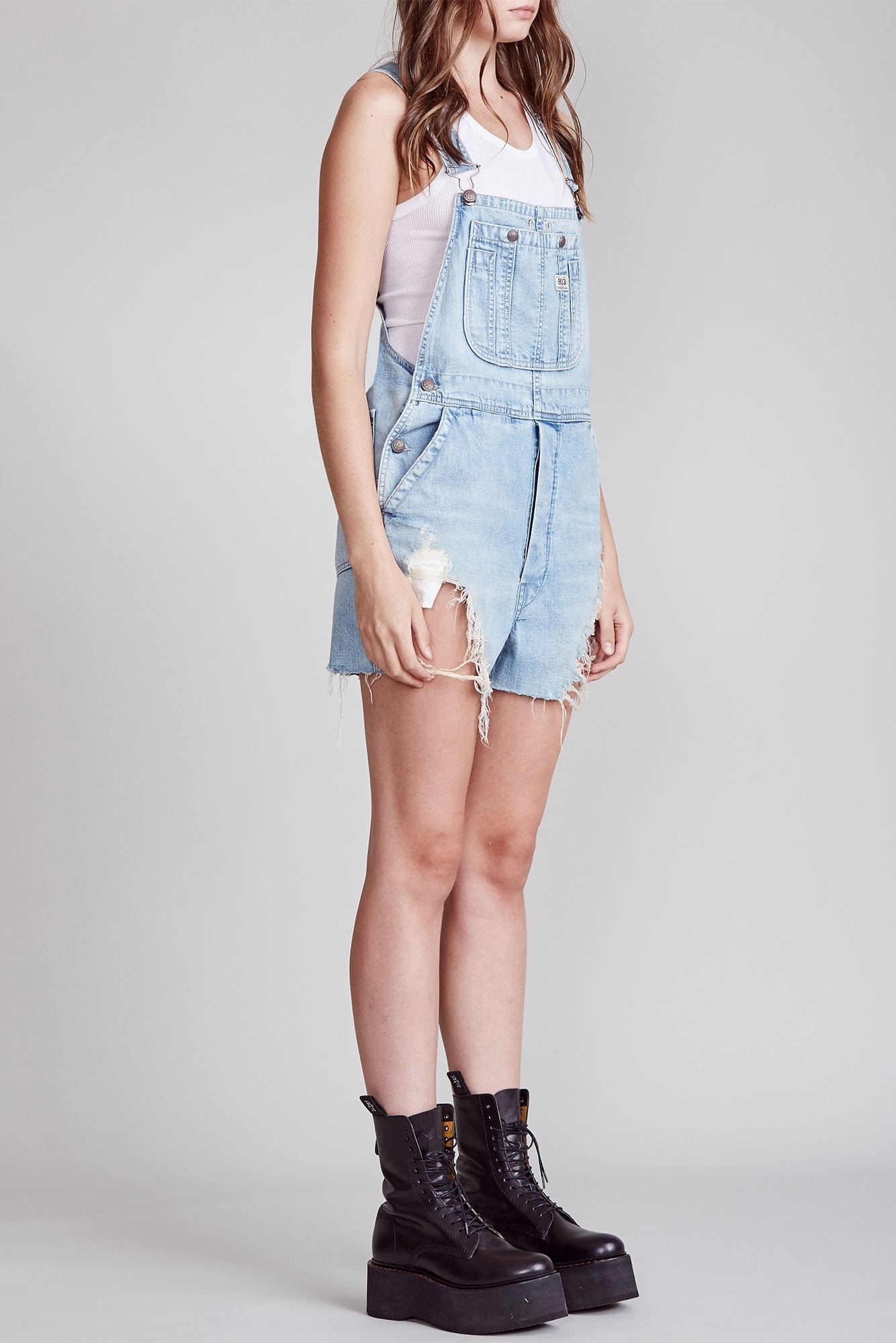 Overall Short - Pale Blue | R13 Denim Official Site - 4