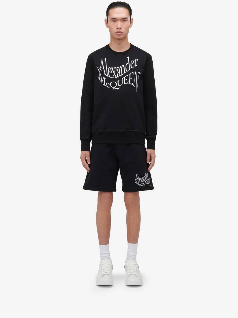 Men's Warped Logo Shorts in Black - 2