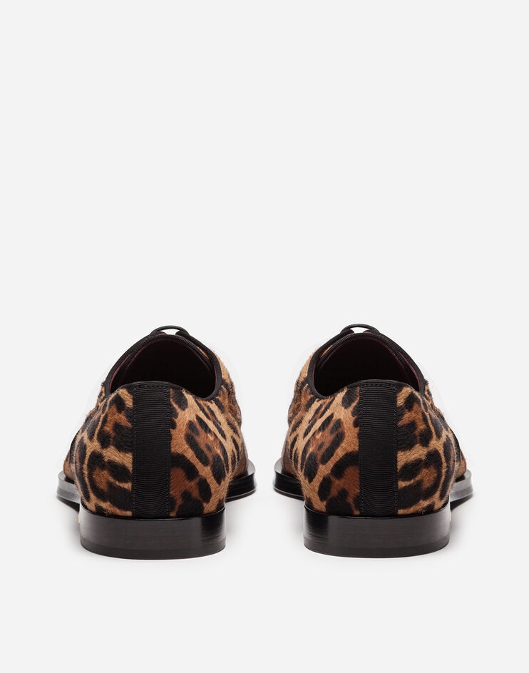 Leopard-print pony hair derby shoes - 3