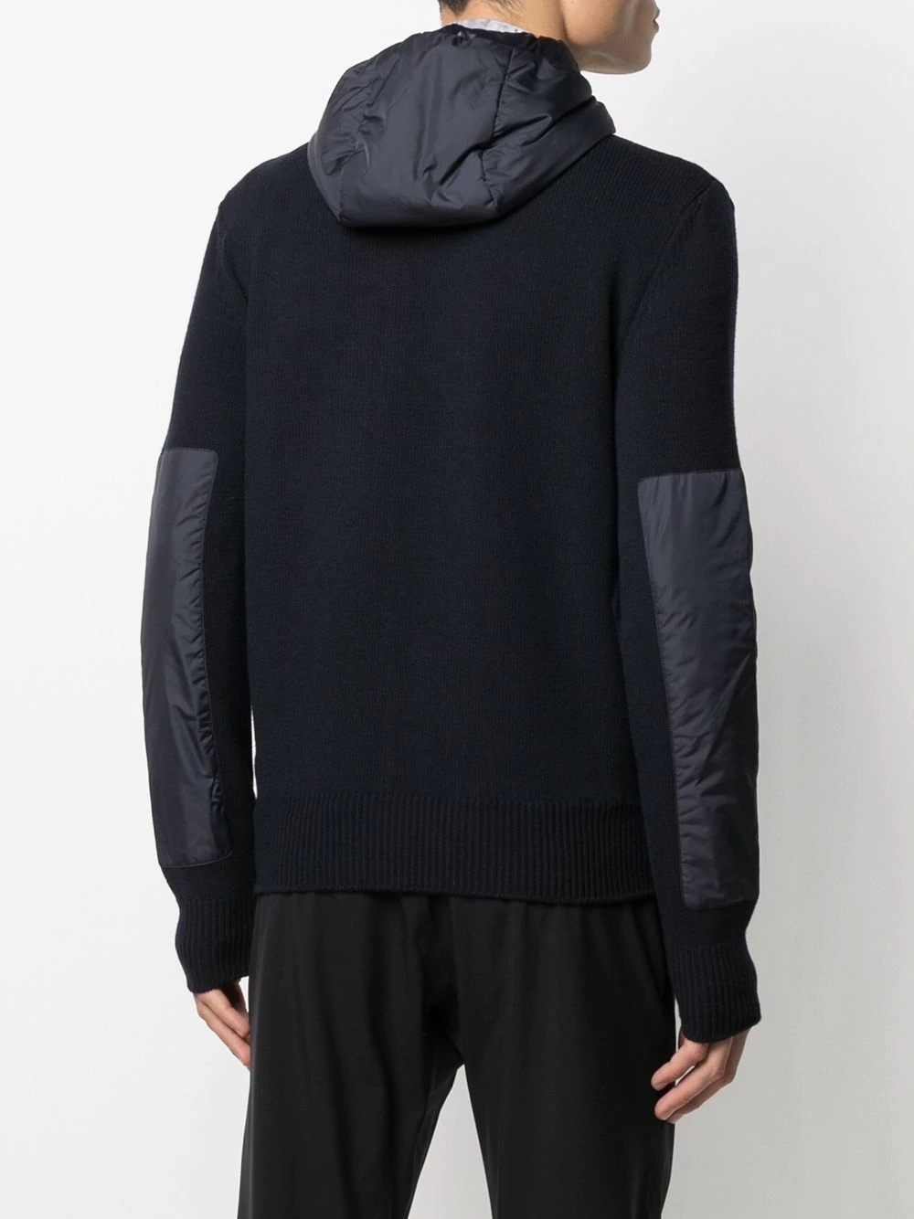 contrast-panel hooded sweater jacket - 4