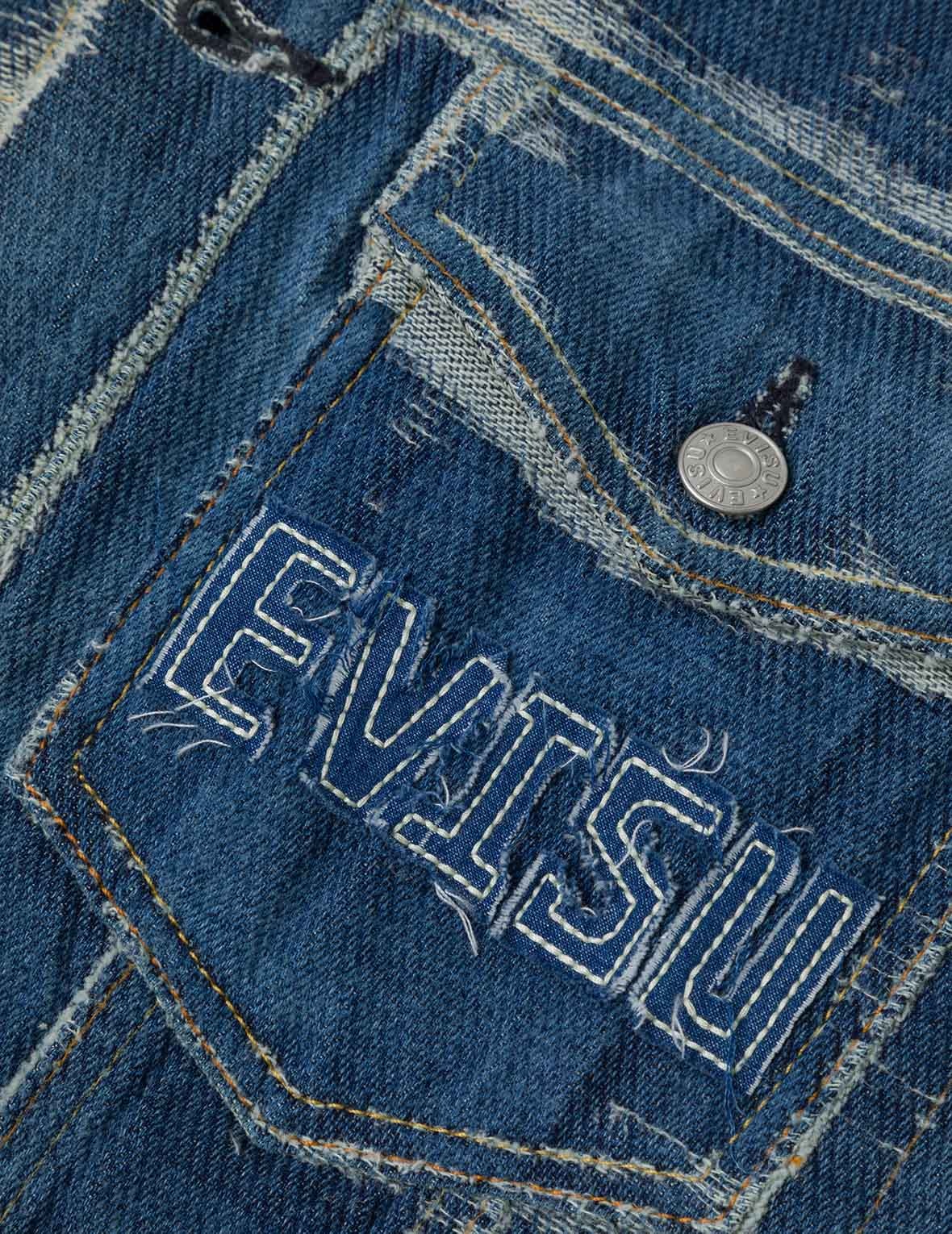 Distressed Logo and Seagull Embroidery Relax Fit Denim Jacket - 6