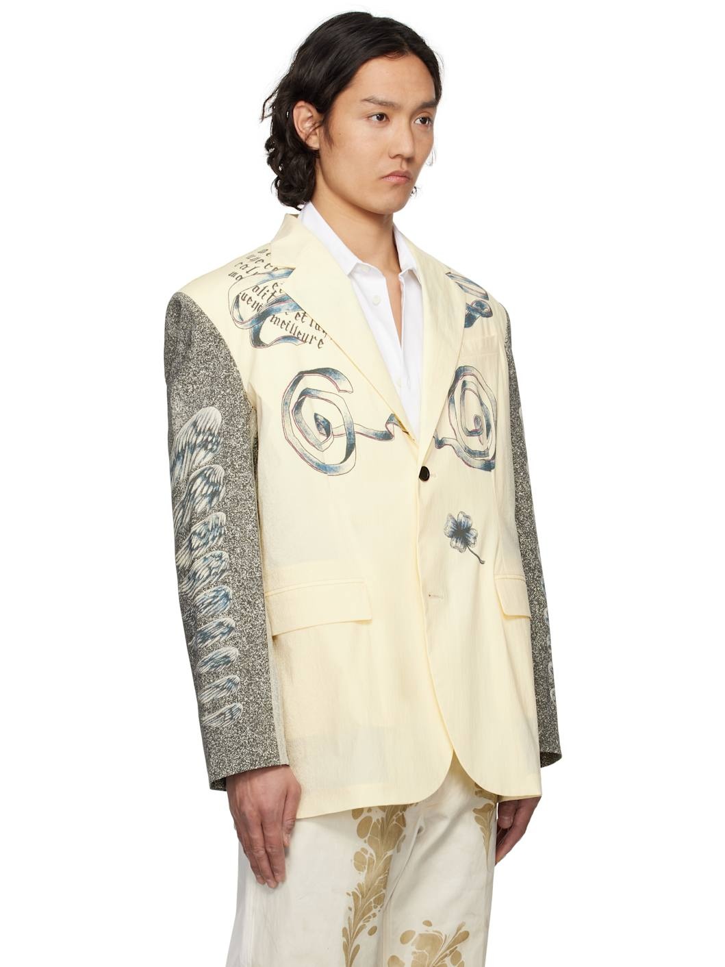 Beige 'The Multi-Tattoo Suit Jacket' Blazer - 2