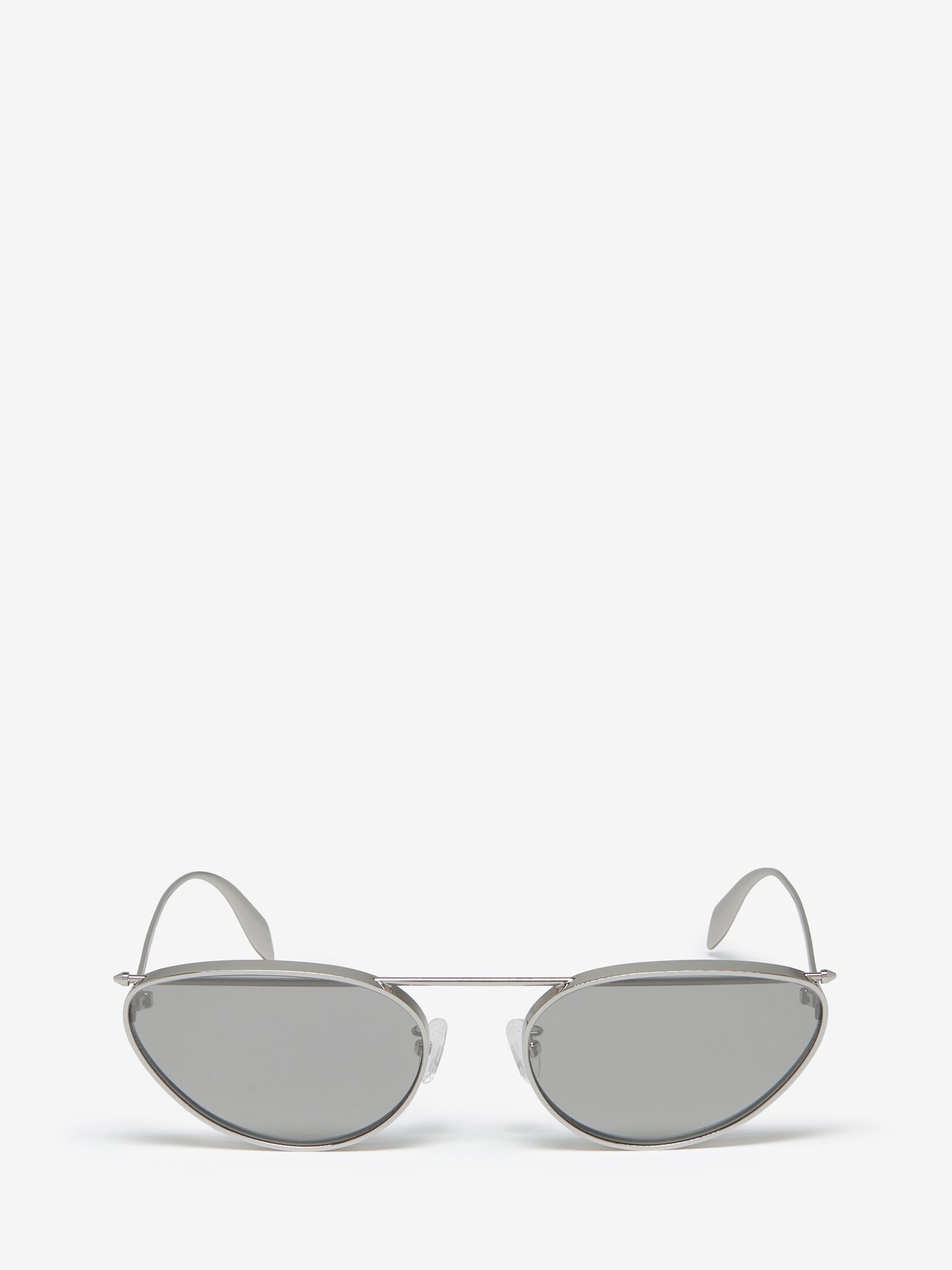 Women's Front Piercing Cat-eye Sunglasses in Silver - 1