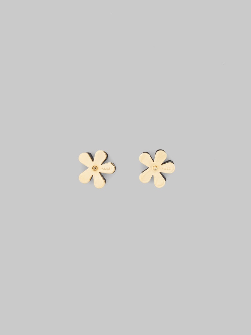BLACK ENAMELED METAL FLOWER POP EARRINGS - 3