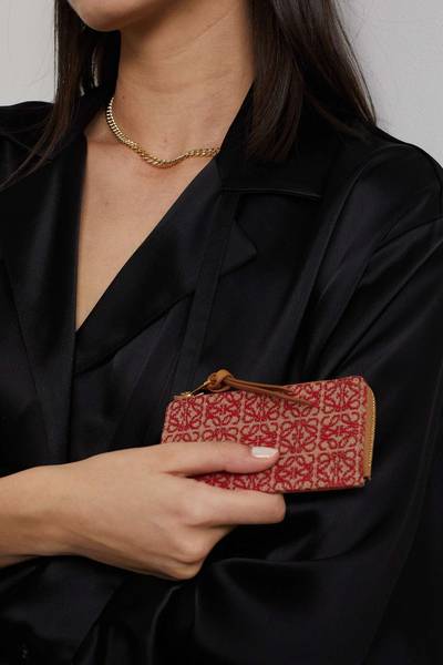 Loewe Anagram leather and canvas-jacquard cardholder outlook