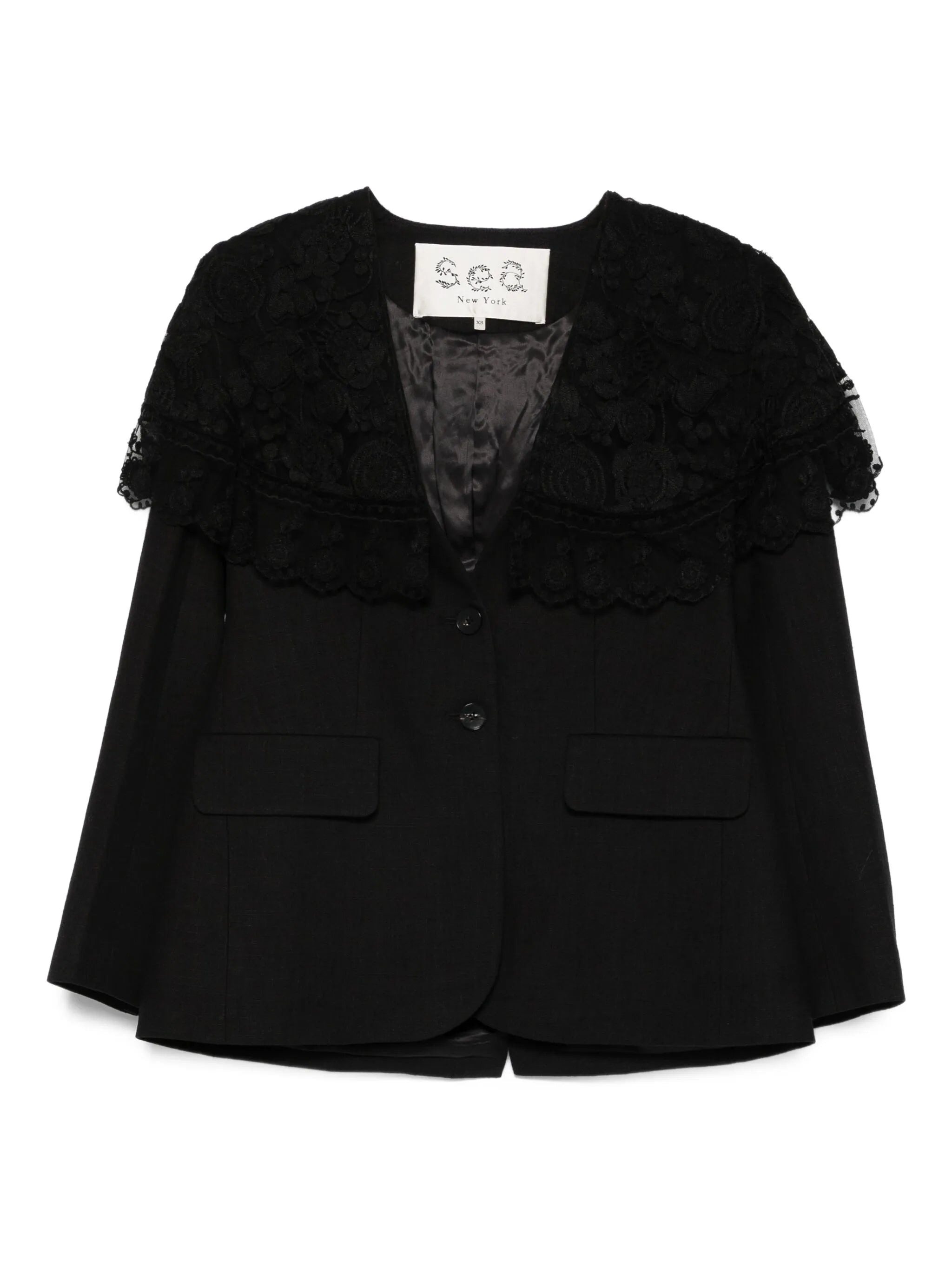 Sea Lace-trimmed Pinstripe Jacket - 1