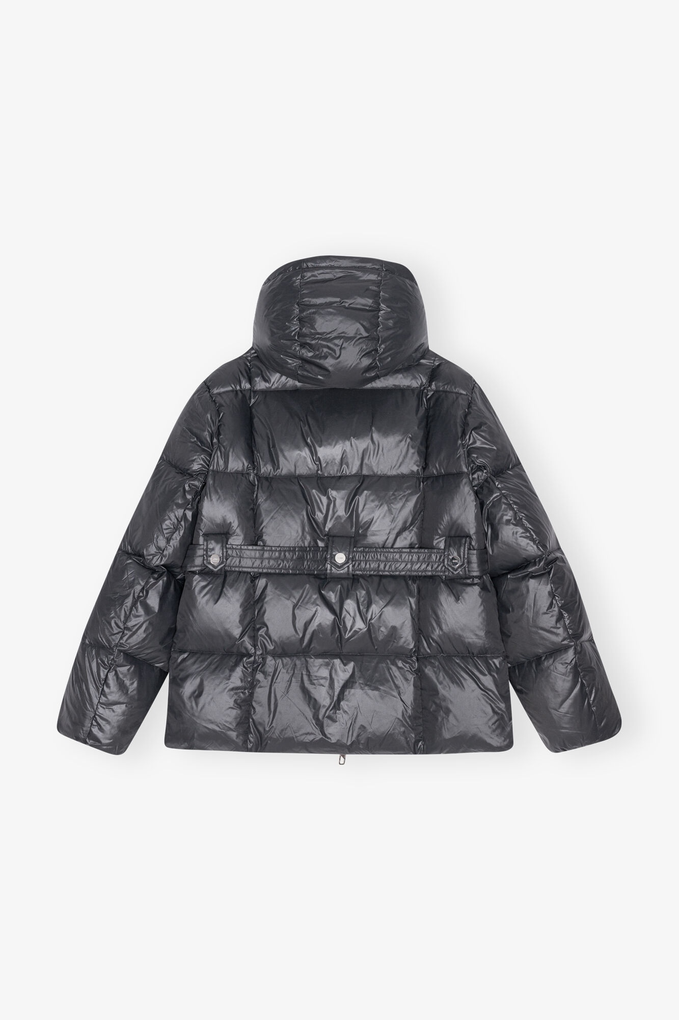 BLACK SHINY NYLON PUFFER JACKET - 6