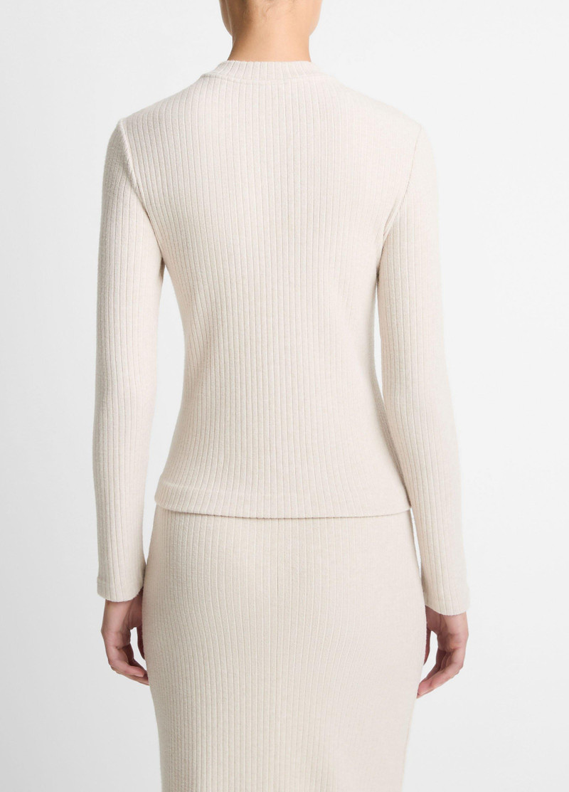 Vince Cozy Rib High V-Neck Top outlook