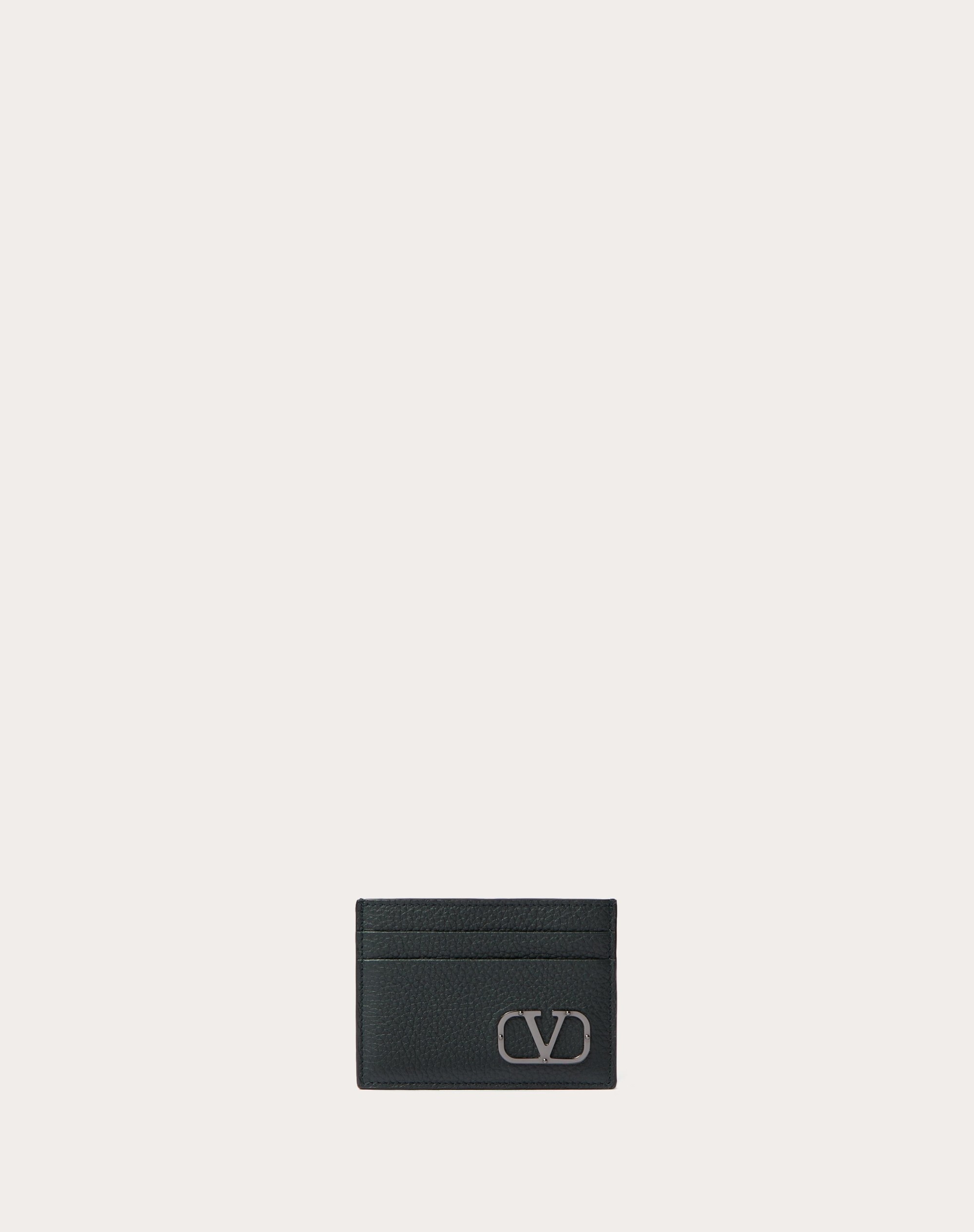 VLOGO TYPE CARD HOLDER IN GRAINY CALFSKIN - 1