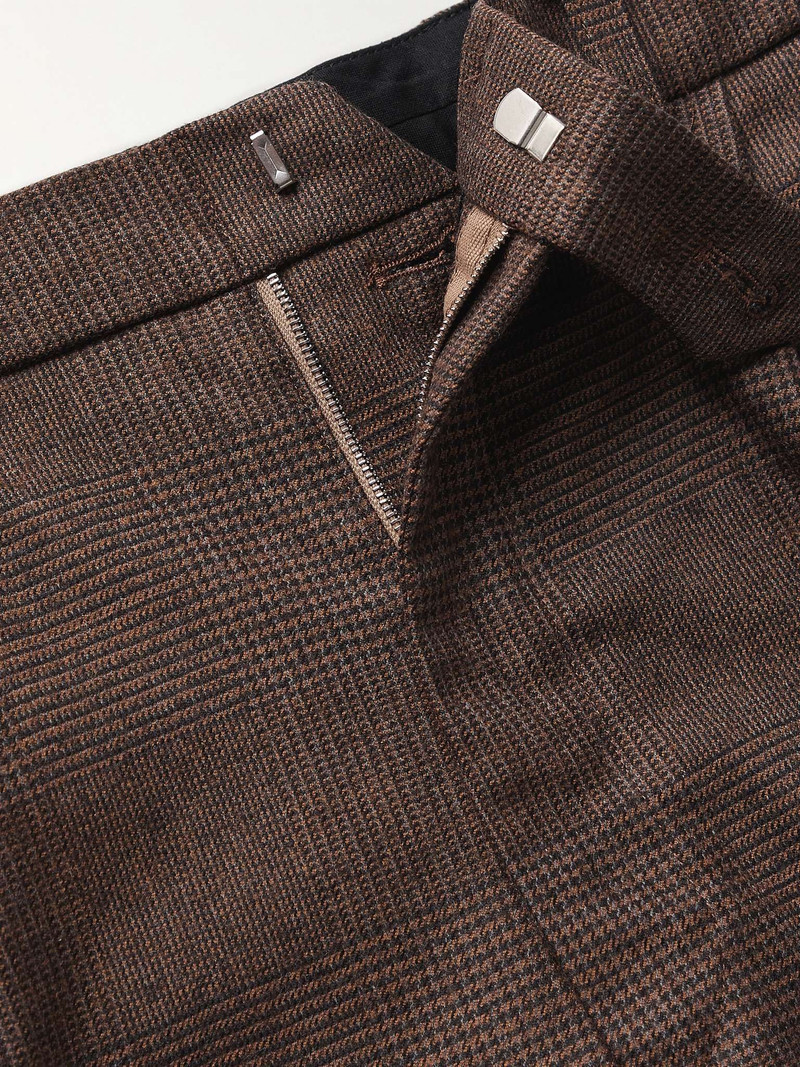 Straight-Leg Pleated Prince of Wales Checked Wool-Blend Suit Trousers 3