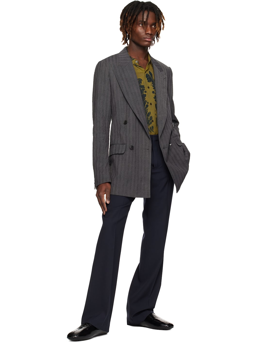 Gray Double-Breasted Blazer - 4