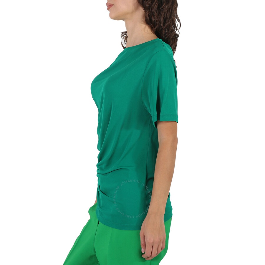 Atlein Green Short-sleeve Gatherside Viscose T-shirt, Brand Size 38 (US Size 4) - 2