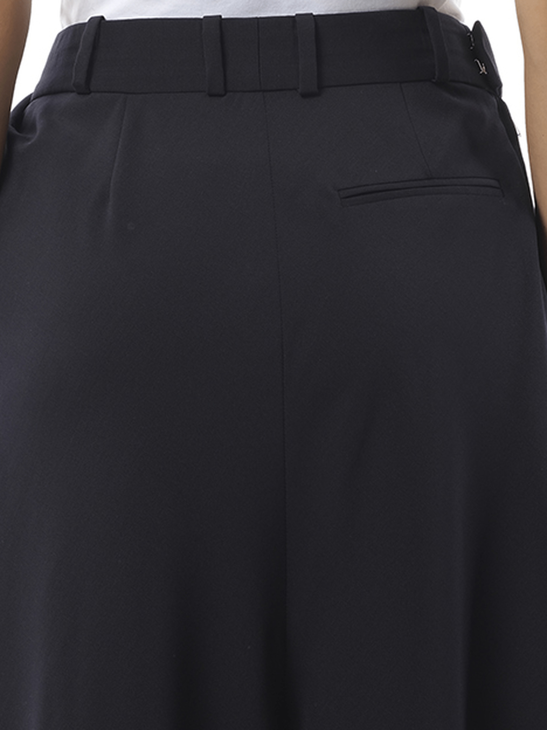 Cropped Draped Trouser in Dark Navy Blue - 3