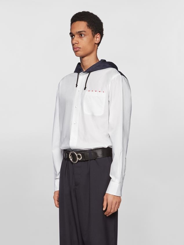 HOODED COTTON POPLIN SHIRT-JACKET - 2
